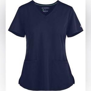 ealing Hands Women's 4-Pocket Scrub Top NAVY BLUE